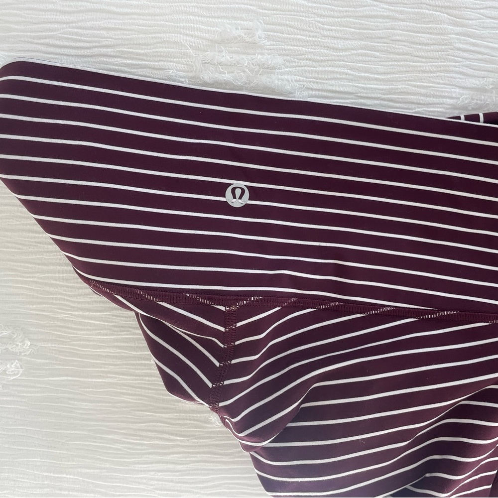 Lululemon Maroon/white striped leggings!